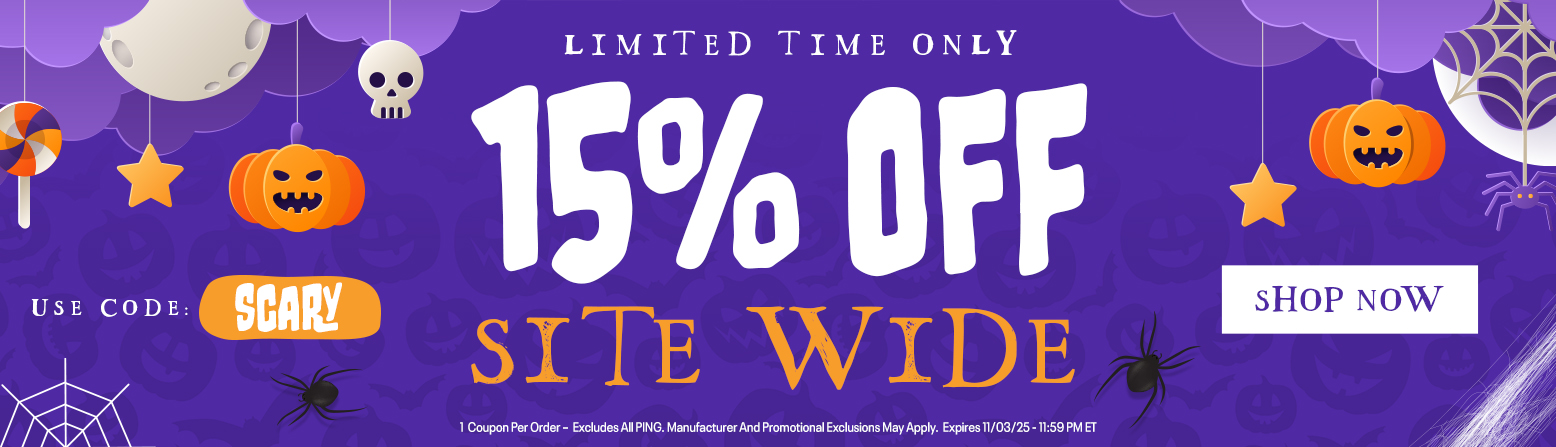15% Off Site Wide for Halloween! Save Huge with Big Discounts On Golf Clubs, Bags, Golf Shoes, and Apparel! Shop Now!