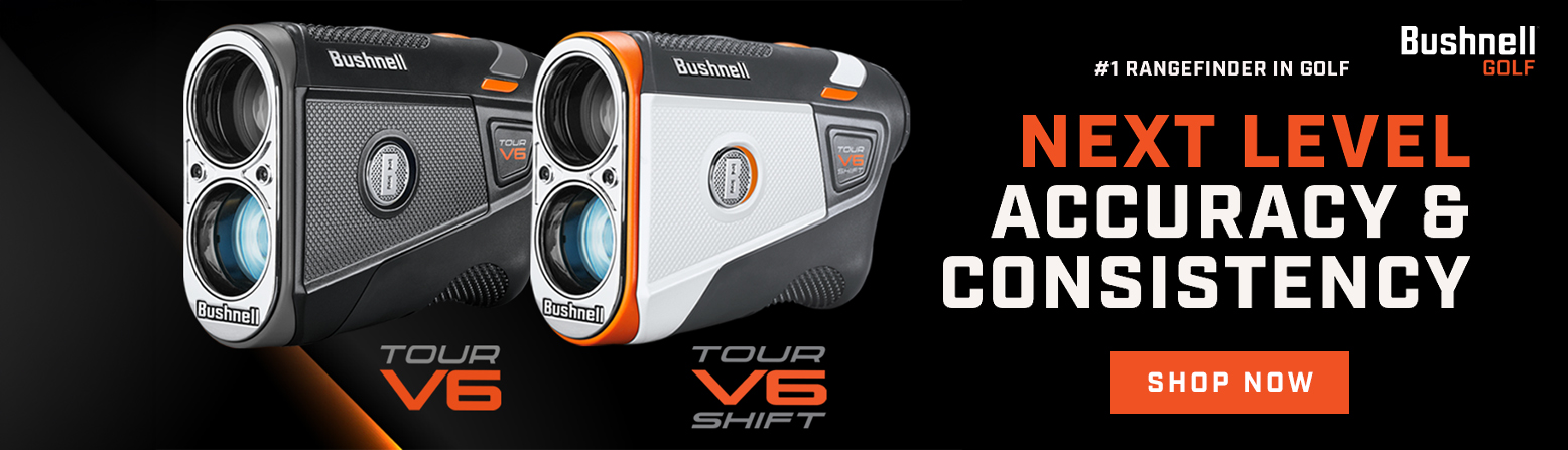 Bushnell V6 & V6 Shift Now Available at Rock Bottom Golf brand page - desktop image